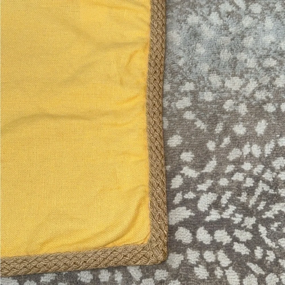 Pottery Barn Sunflower Yellow 100% Linen Braided Trim Pillow Cover‎ 16 x 26